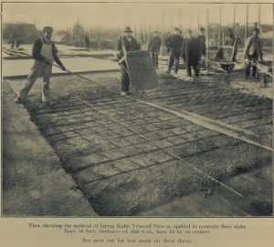 Photo showing the laying of the Kahn Bars before testing.